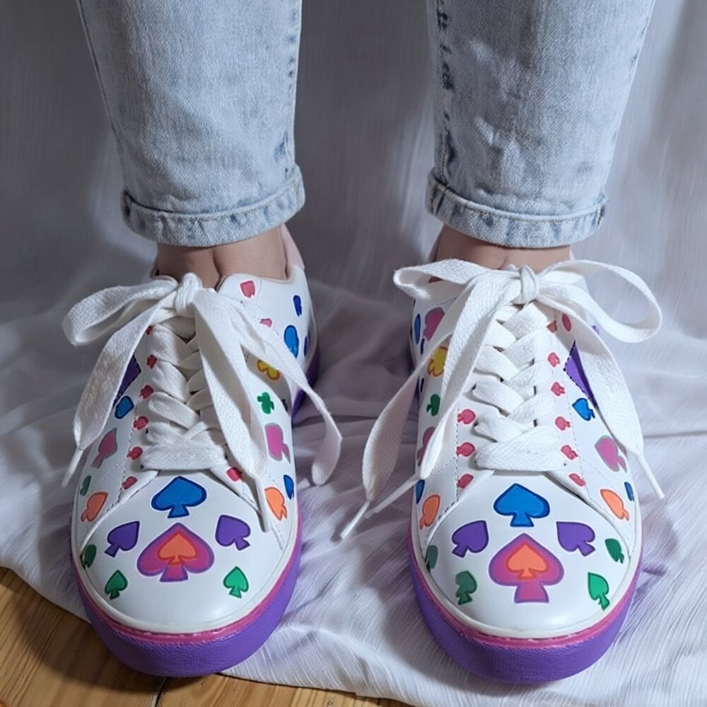 Hand Painted Pink and Green Sneakers